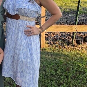 I.N. San Francisco Light Blue and White Midi Dress